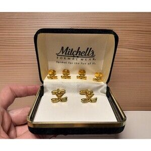 Men’s Gold Golf Cuff links Set Clubs With Golf Ball Design
